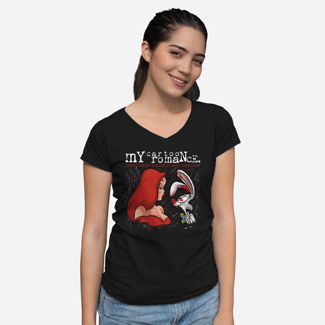 My Cartoon Romance-Womens-V-Neck-Tee-zascanauta