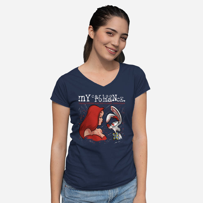 My Cartoon Romance-Womens-V-Neck-Tee-zascanauta