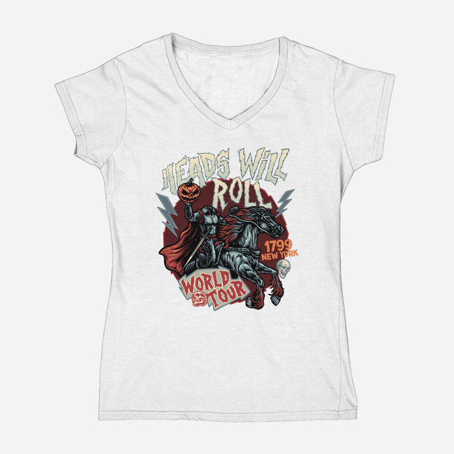 Heads Will Roll-Womens-V-Neck-Tee-glitchygorilla