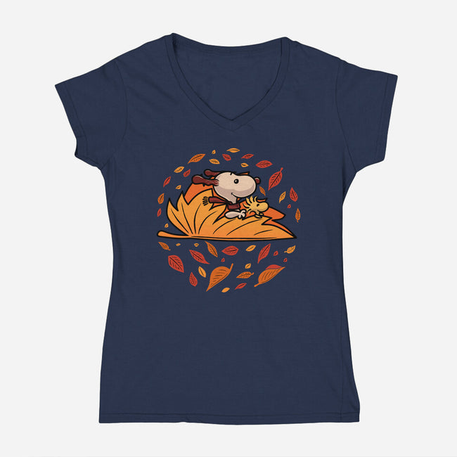 Leafy Voyage-Womens-V-Neck-Tee-erion_designs