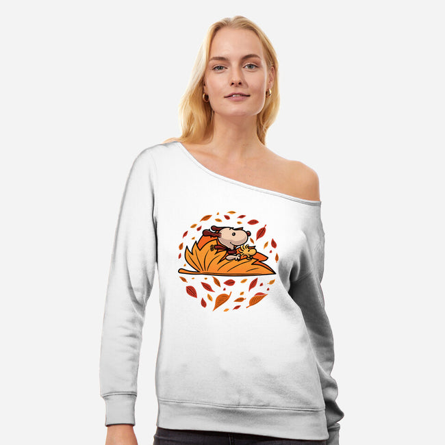 Leafy Voyage-Womens-Off Shoulder-Sweatshirt-erion_designs