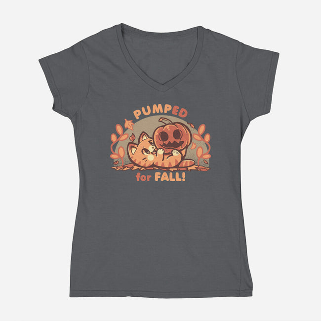 Pumped For Fall-Womens-V-Neck-Tee-TechraNova