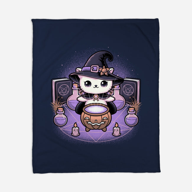 Spooky Witch Cat-None-Fleece-Blanket-Astrobot Invention