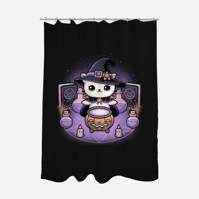 Spooky Witch Cat-None-Polyester-Shower Curtain-Astrobot Invention