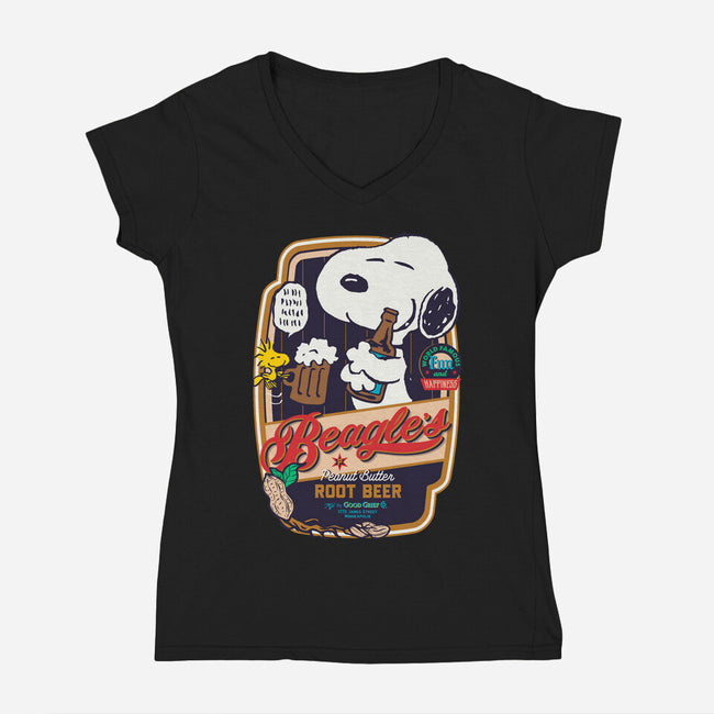 Beagle's Root Beer-Womens-V-Neck-Tee-Arinesart