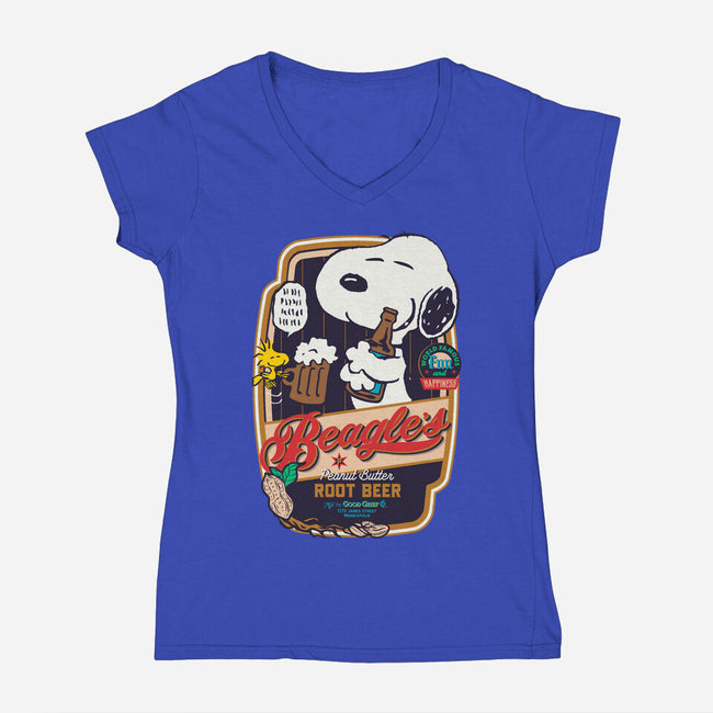 Beagle's Root Beer-Womens-V-Neck-Tee-Arinesart