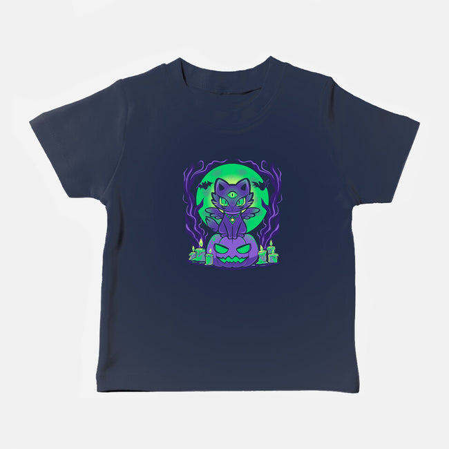 Spooky Moonlit Cat-Baby-Basic-Tee-TechraNova