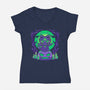 Spooky Moonlit Cat-Womens-V-Neck-Tee-TechraNova