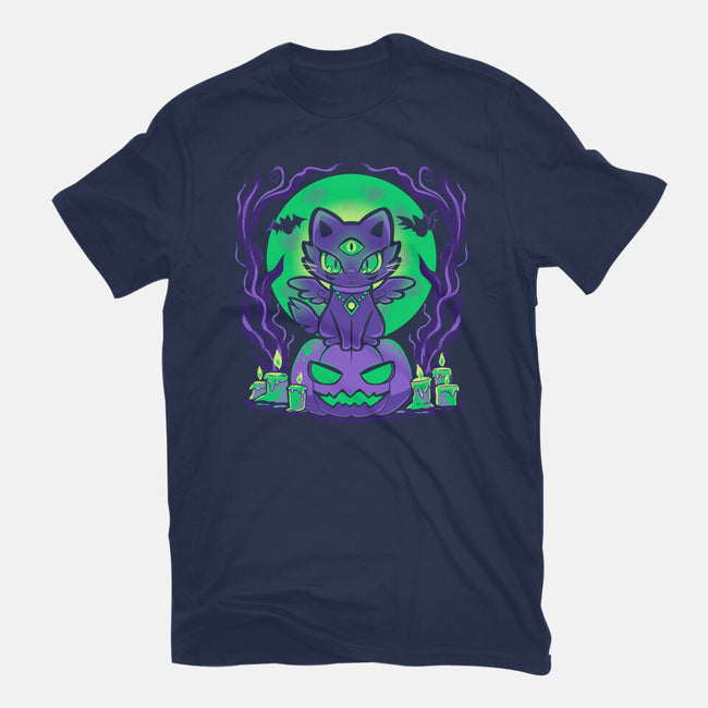 Spooky Moonlit Cat-Mens-Basic-Tee-TechraNova