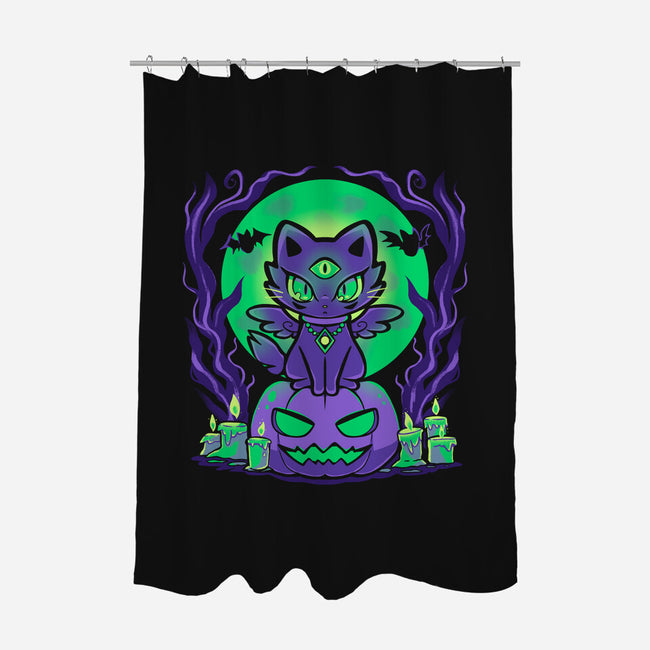 Spooky Moonlit Cat-None-Polyester-Shower Curtain-TechraNova