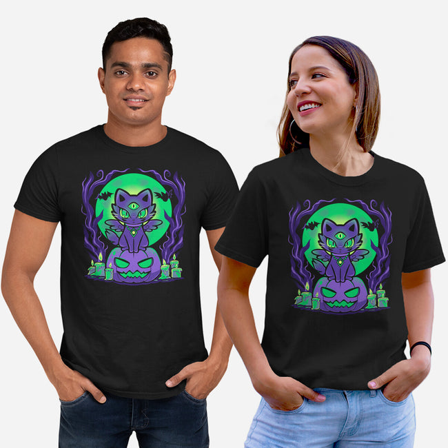 Spooky Moonlit Cat-Unisex-Basic-Tee-TechraNova