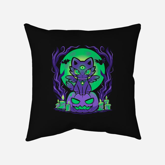 Spooky Moonlit Cat-None-Removable Cover w Insert-Throw Pillow-TechraNova