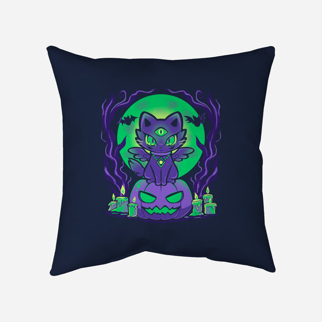 Spooky Moonlit Cat-None-Removable Cover w Insert-Throw Pillow-TechraNova