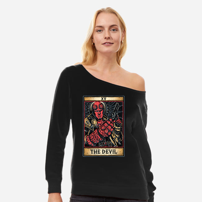 Devil Tarot-Womens-Off Shoulder-Sweatshirt-glitchygorilla