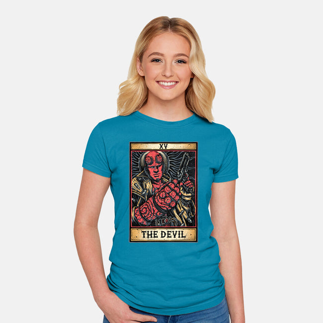 Devil Tarot-Womens-Fitted-Tee-glitchygorilla