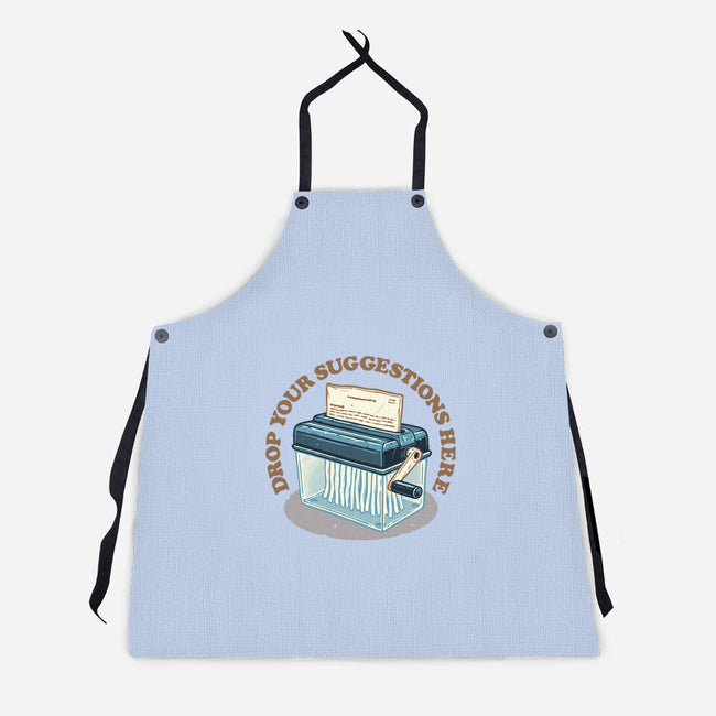 Drop Your Suggestions Here-Unisex-Kitchen-Apron-glitchygorilla