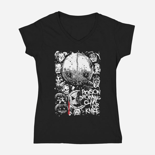 Claw Or Knife-Womens-V-Neck-Tee-Arinesart