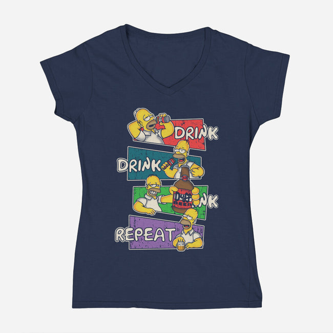 Drink And Repeat-Womens-V-Neck-Tee-turborat14