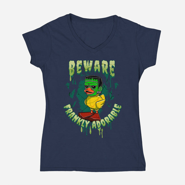 Frankly Adorable-Womens-V-Neck-Tee-For Duck Sake