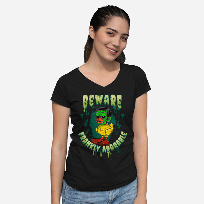 Frankly Adorable-Womens-V-Neck-Tee-For Duck Sake