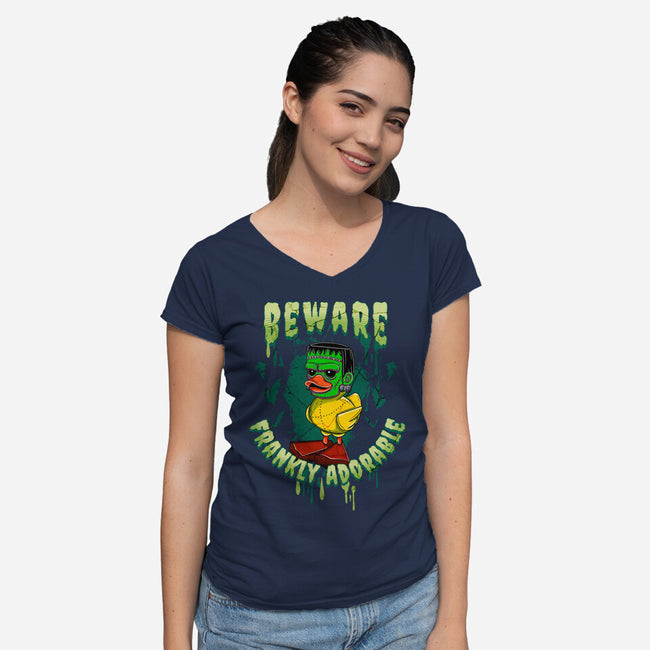 Frankly Adorable-Womens-V-Neck-Tee-For Duck Sake