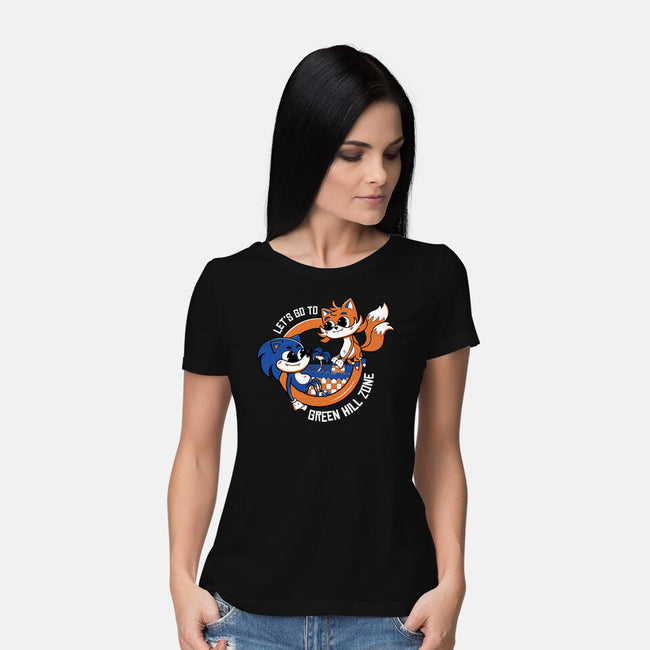 Green Hill Zone Heroes-Womens-Basic-Tee-Ca Mask