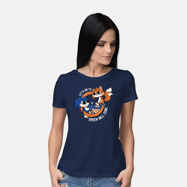 Green Hill Zone Heroes-Womens-Basic-Tee-Ca Mask