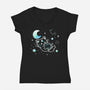 Cat In The Stars-Womens-V-Neck-Tee-TechraNova