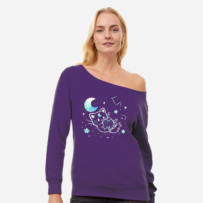 Cat In The Stars-Womens-Off Shoulder-Sweatshirt-TechraNova