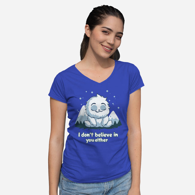 Yeti Doesn't Believe In You-Womens-V-Neck-Tee-Geeky Girlky