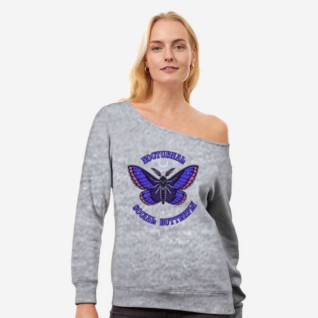 Nocturnal Social Butterfly-Womens-Off Shoulder-Sweatshirt-rmatix