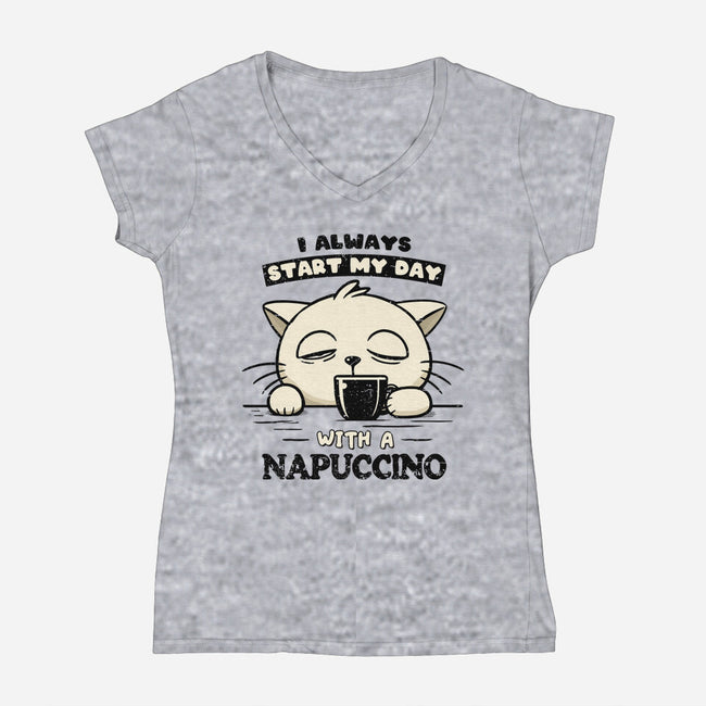 Always Napuccino-Womens-V-Neck-Tee-BridgeWalker