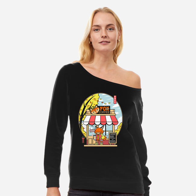 Fox Leaf Coffee-Womens-Off Shoulder-Sweatshirt-krisren28