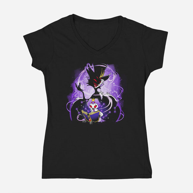 Demon Owl-Womens-V-Neck-Tee-Vallina84