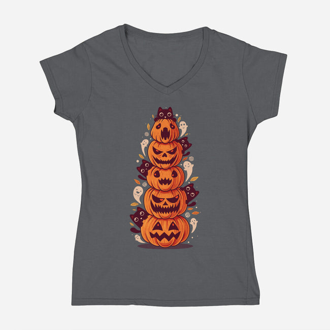 Spooky Tower-Womens-V-Neck-Tee-erion_designs