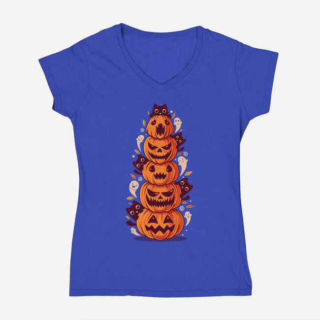 Spooky Tower-Womens-V-Neck-Tee-erion_designs