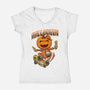 Skateboard Trickster-Womens-V-Neck-Tee-palmstreet