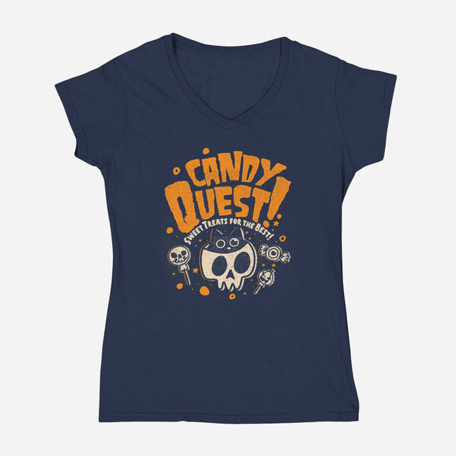 Candy Quest-Womens-V-Neck-Tee-Estudio Horta