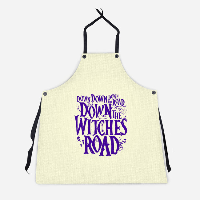 Down The Witches Road-Unisex-Kitchen-Apron-teesgeex