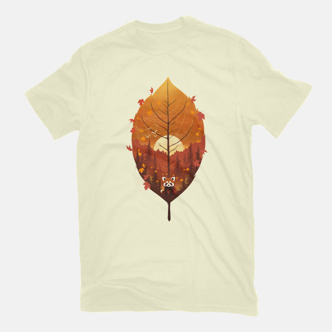 Red Leaf Panda-Mens-Basic-Tee-dandingeroz