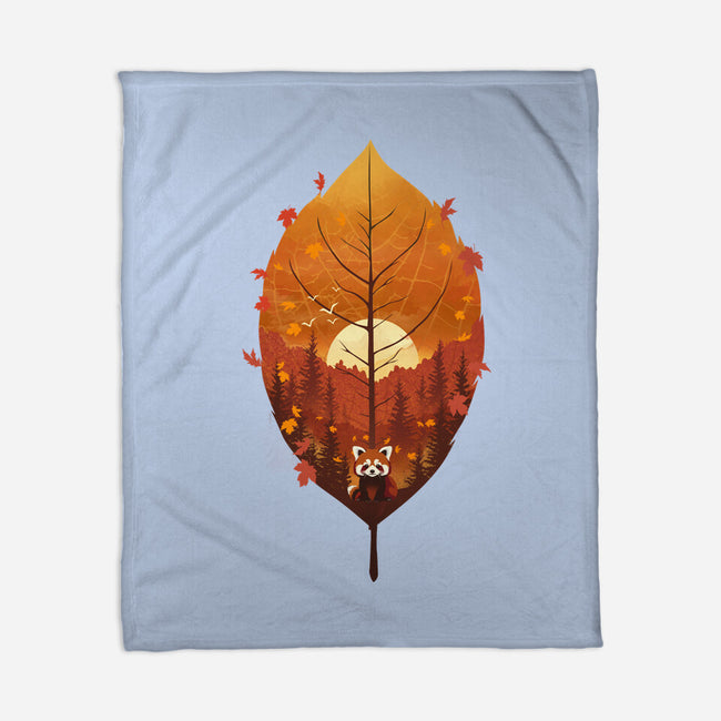 Red Leaf Panda-None-Fleece-Blanket-dandingeroz