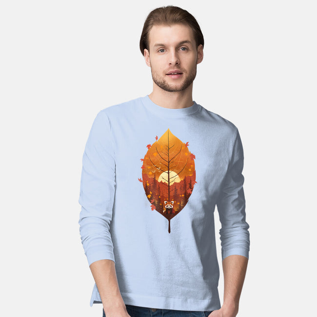 Red Leaf Panda-Mens-Long Sleeved-Tee-dandingeroz