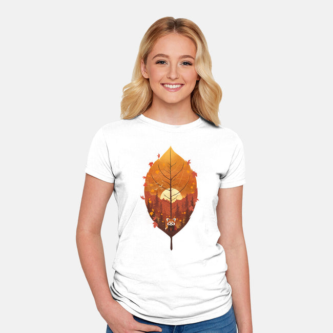 Red Leaf Panda-Womens-Fitted-Tee-dandingeroz