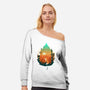 Red Leaf Fox-Womens-Off Shoulder-Sweatshirt-dandingeroz