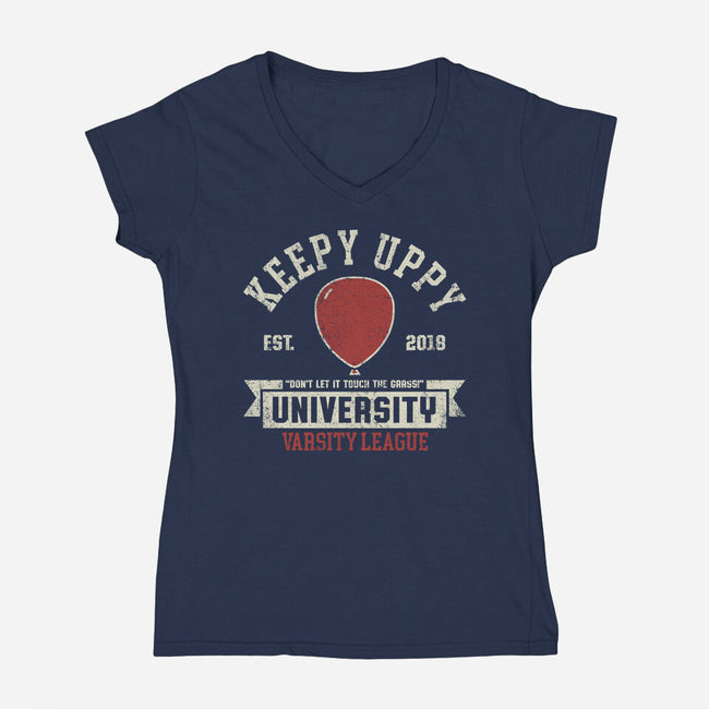 Keepy Uppy University-Womens-V-Neck-Tee-zachterrelldraws