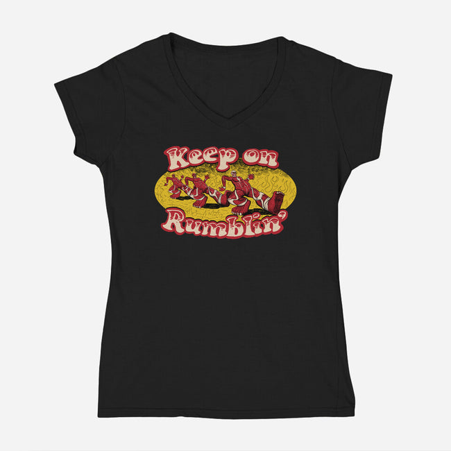 Keep On Rumblin-Womens-V-Neck-Tee-krobilad