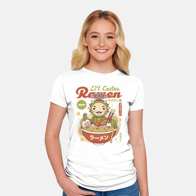 Lil Cactus Ramen-Womens-Fitted-Tee-LAGELANTEE