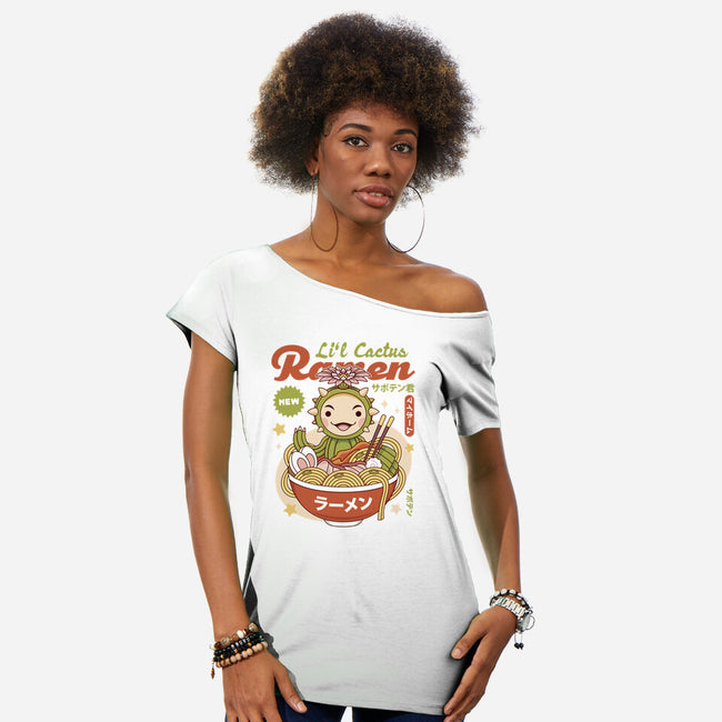 Lil Cactus Ramen-Womens-Off Shoulder-Tee-LAGELANTEE