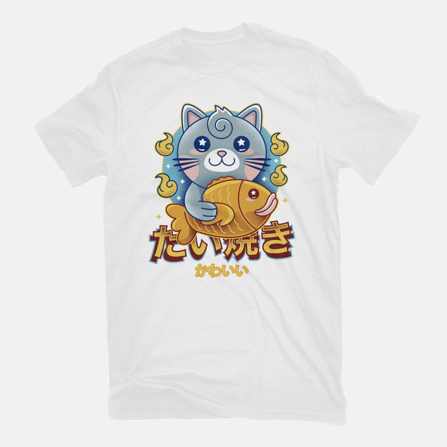 Cat And Taiyaki Kawaii-Mens-Heavyweight-Tee-LAGELANTEE