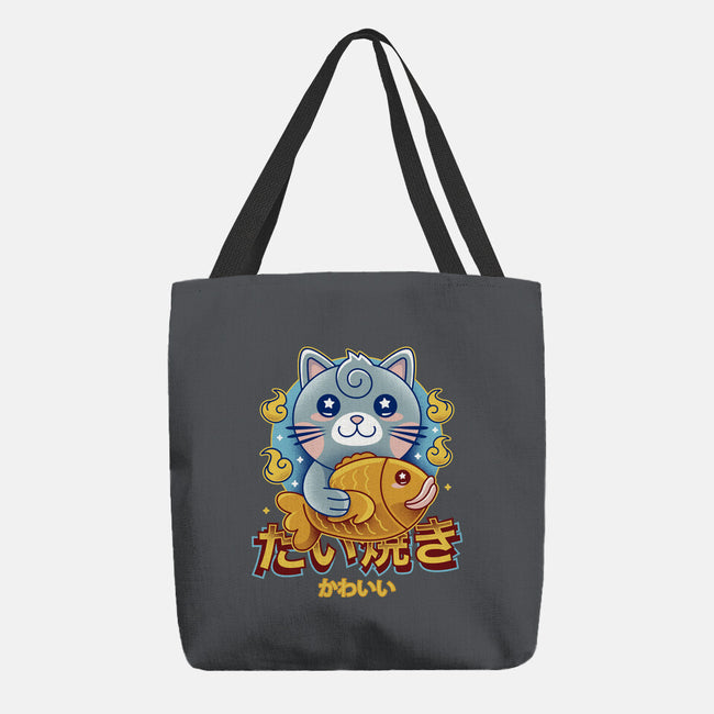 Cat And Taiyaki Kawaii-None-Basic Tote-Bag-LAGELANTEE